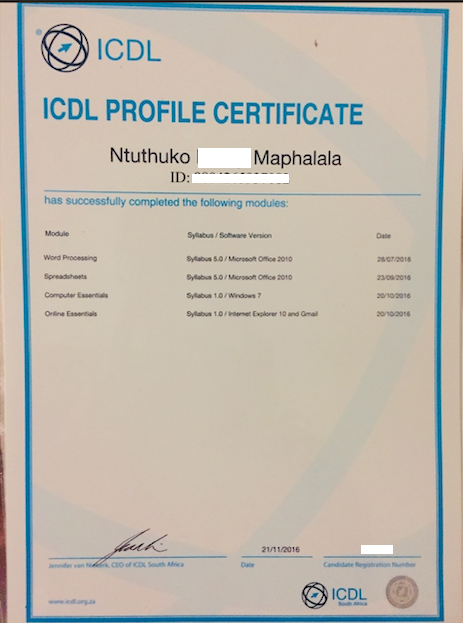 ICDL Certificate