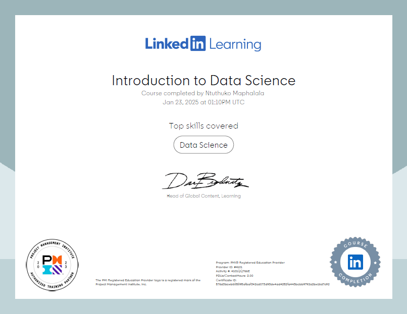 Power BI Essential Training Certificate