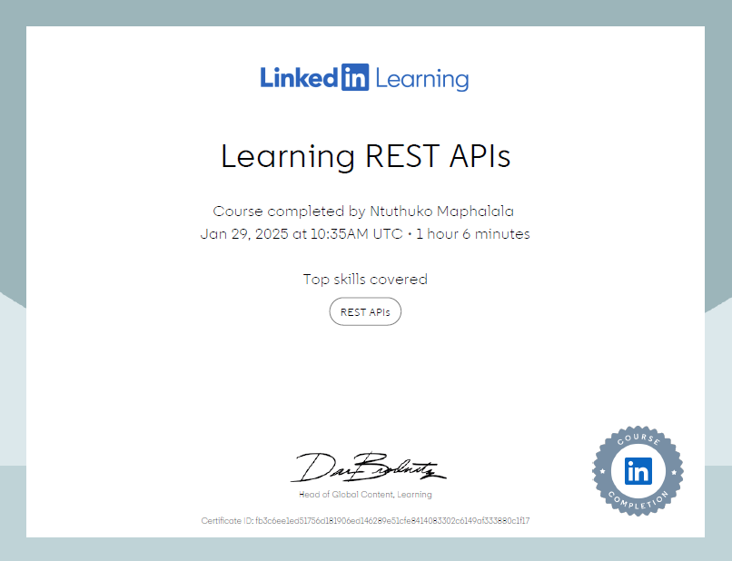 REST APIs Certificate
