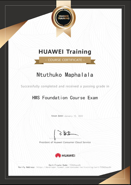 HUAWEI Training Certificate