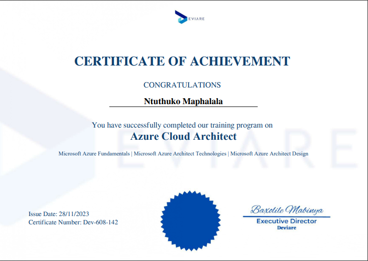 Azure Cloud Architect Certificate